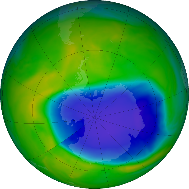 Antarctic ozone map for 22 November 2023
